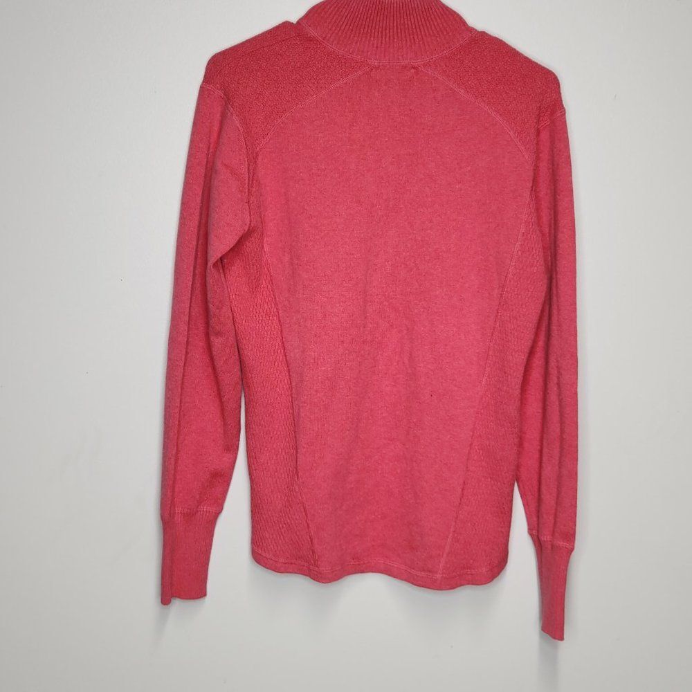 Eddie Bauer Sweater Women's XL Pink 1/2 Zip Pullover Cotton Mock Neck Classic - Picture 2 of 7